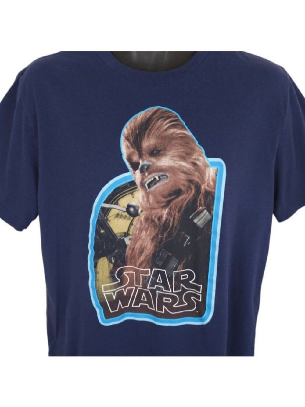 Star Wars T Shirt Mens Size Large Blue Chewbacca Chewy Retro Sci Fi Movie Tee